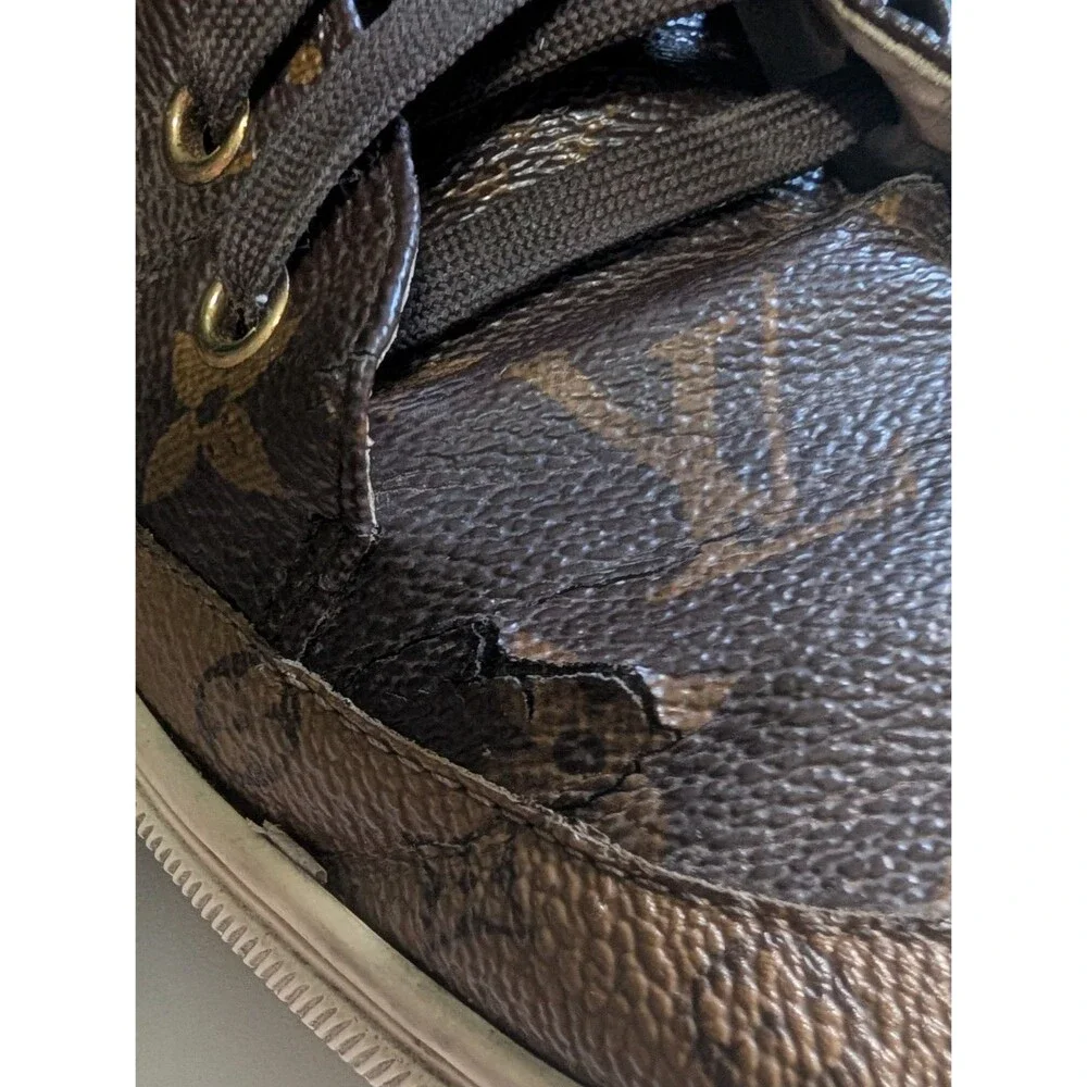 Louis Vuitton Monogram High-Top Sneakers EU 36.5 Brown Canvas w/ COA